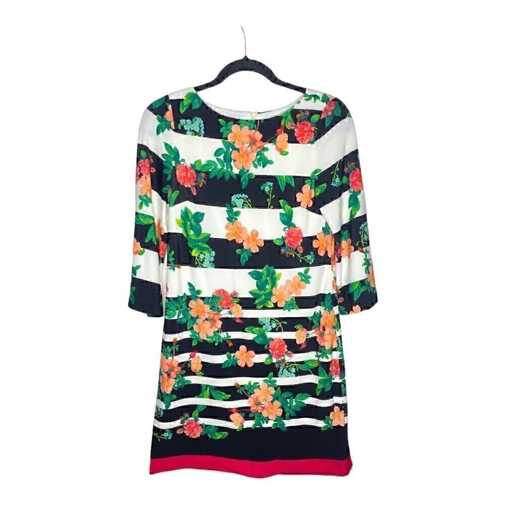 Eliza J Dress Size 4 Floral Half Sleeve Crew Neck Midi Dress Women's Business
